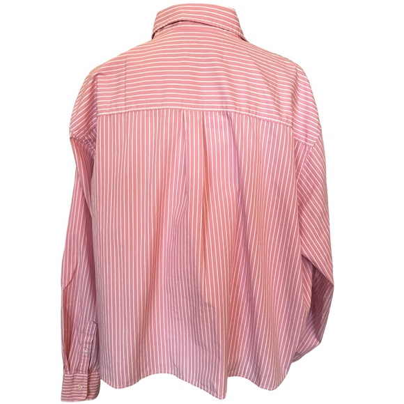 GAP x Love Shack Fancy Pink Pinstripe Shirt with Flower - Size XL - Picture 5 of 8
